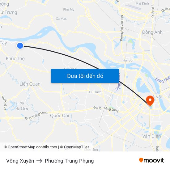 Võng Xuyên to Phường Trung Phụng map