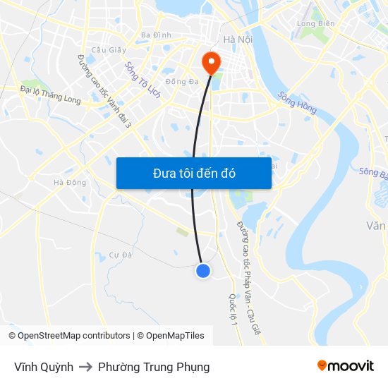 Vĩnh Quỳnh to Phường Trung Phụng map