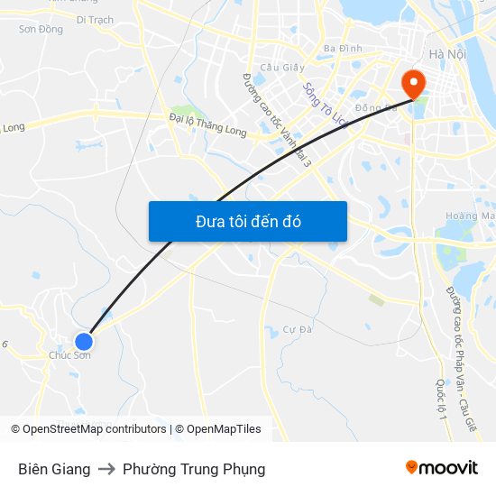 Biên Giang to Phường Trung Phụng map