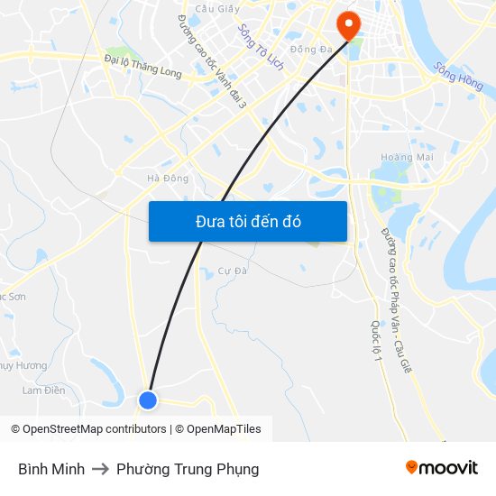 Bình Minh to Phường Trung Phụng map
