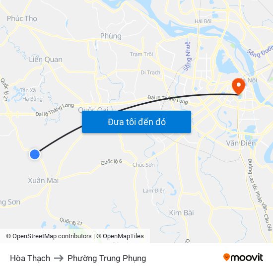 Hòa Thạch to Phường Trung Phụng map