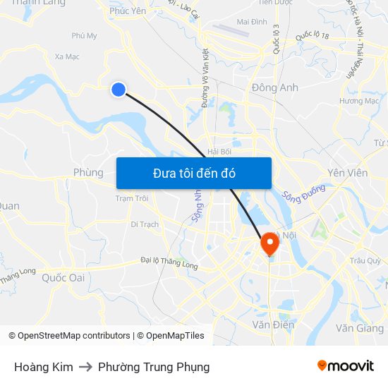 Hoàng Kim to Phường Trung Phụng map