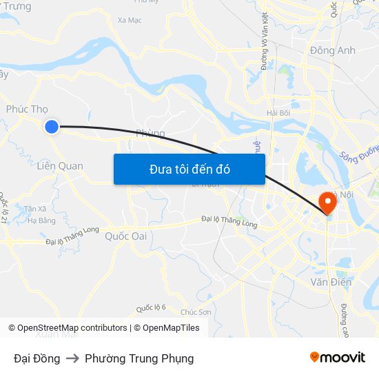 Đại Đồng to Phường Trung Phụng map