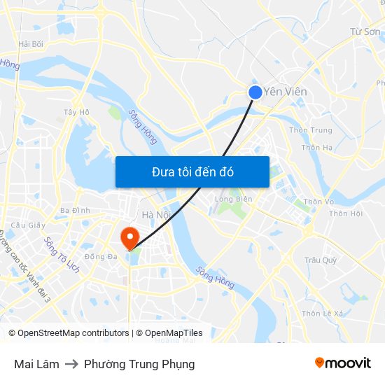 Mai Lâm to Phường Trung Phụng map