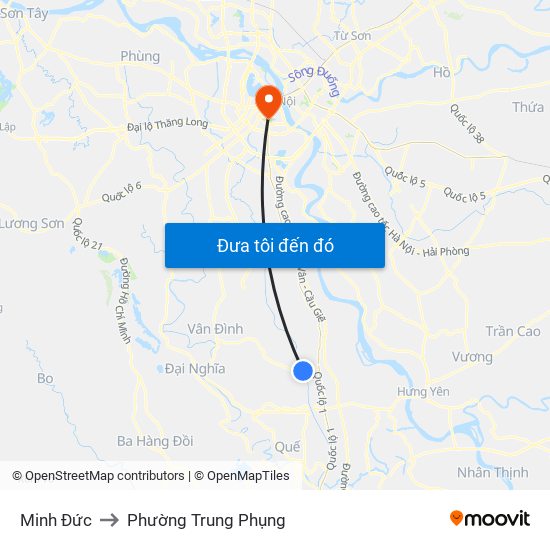 Minh Đức to Phường Trung Phụng map