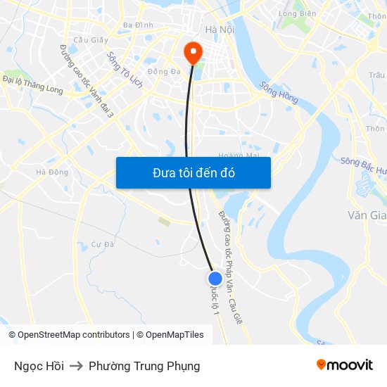 Ngọc Hồi to Phường Trung Phụng map