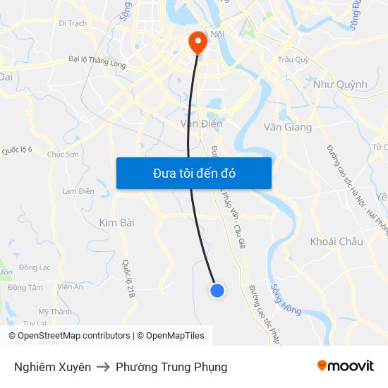 Nghiêm Xuyên to Phường Trung Phụng map