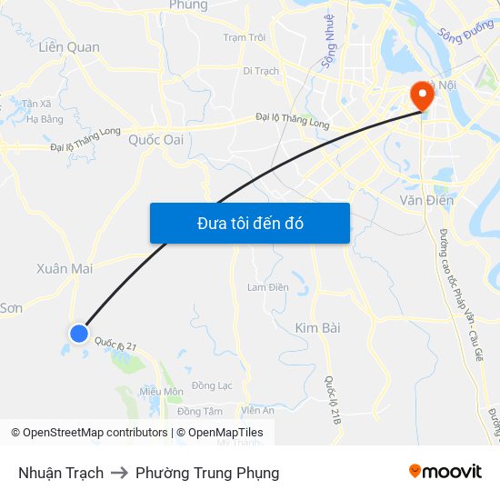 Nhuận Trạch to Phường Trung Phụng map