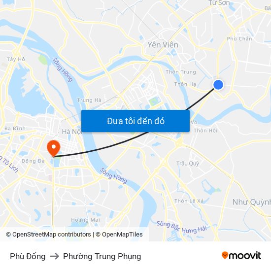 Phù Đổng to Phường Trung Phụng map