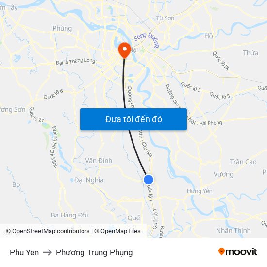 Phú Yên to Phường Trung Phụng map