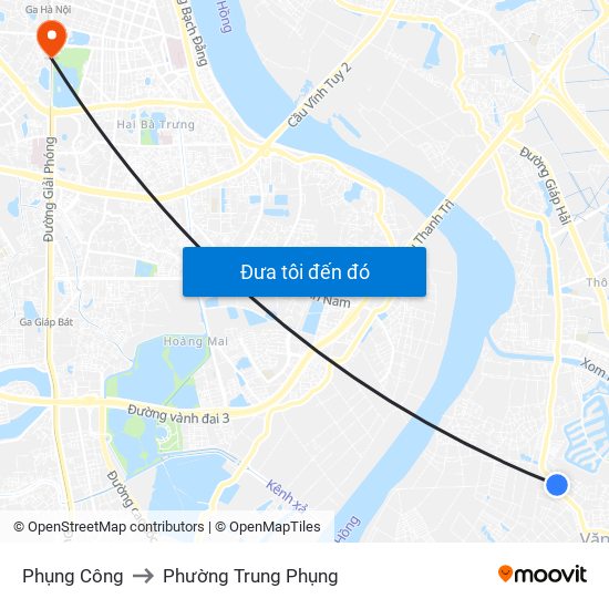 Phụng Công to Phường Trung Phụng map