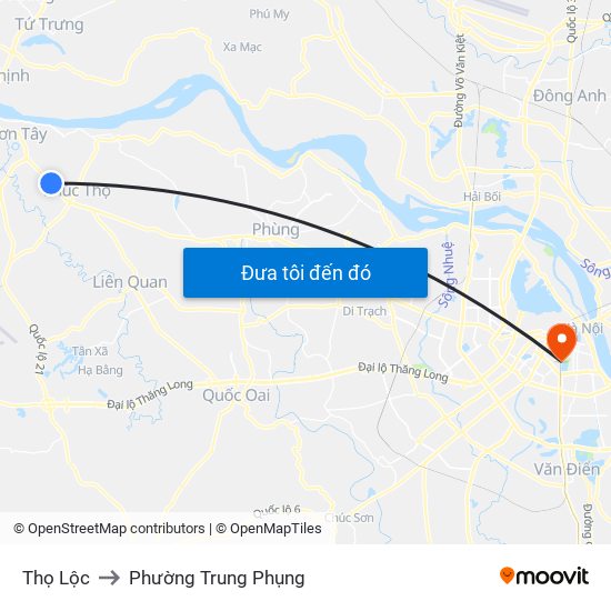 Thọ Lộc to Phường Trung Phụng map