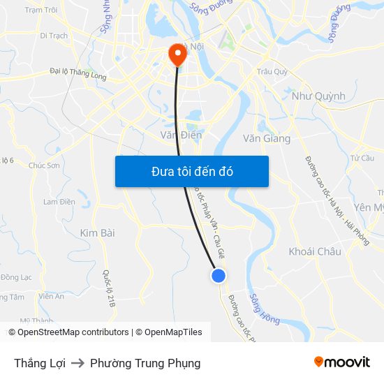 Thắng Lợi to Phường Trung Phụng map