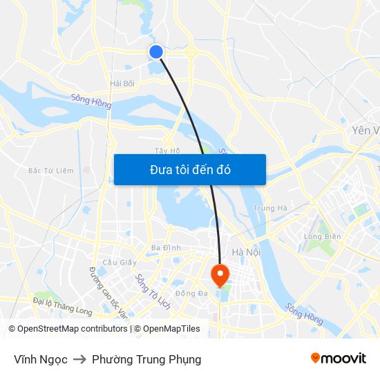 Vĩnh Ngọc to Phường Trung Phụng map