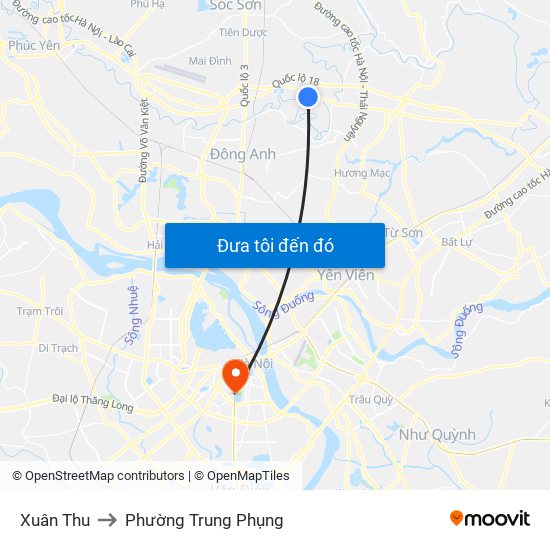 Xuân Thu to Phường Trung Phụng map