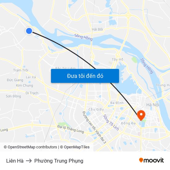 Liên Hà to Phường Trung Phụng map