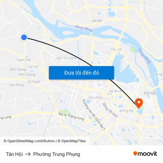 Tân Hội to Phường Trung Phụng map