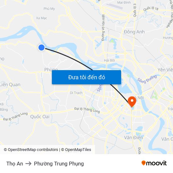 Thọ An to Phường Trung Phụng map