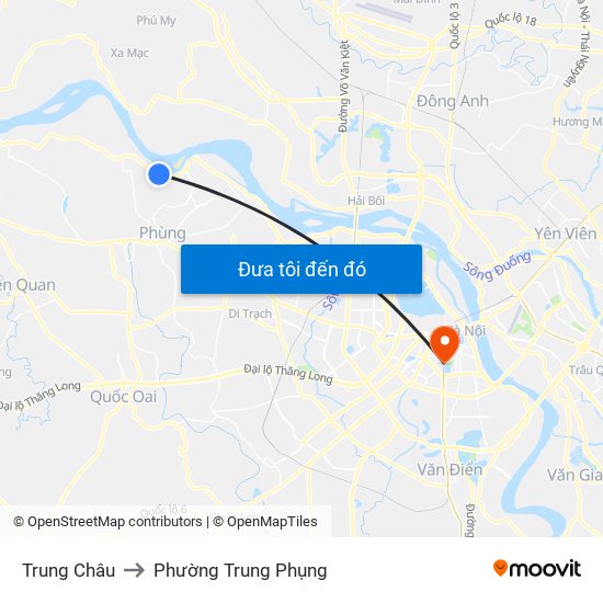 Trung Châu to Phường Trung Phụng map