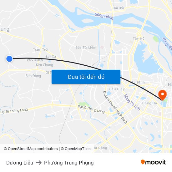 Dương Liễu to Phường Trung Phụng map