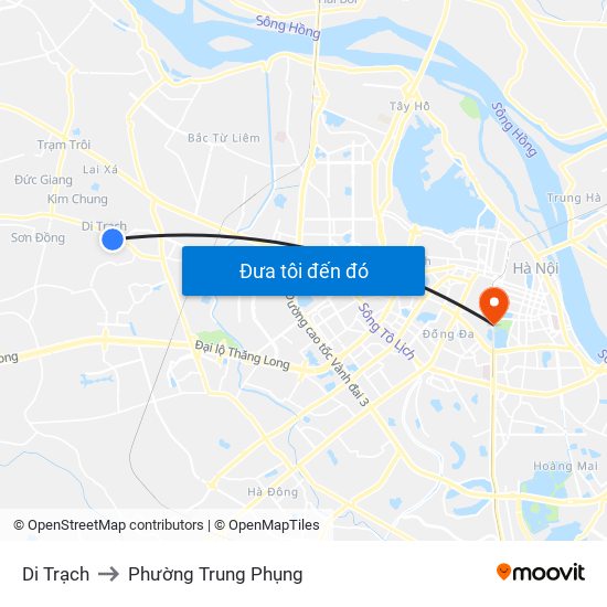 Di Trạch to Phường Trung Phụng map