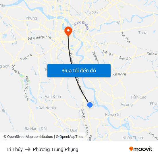 Tri Thủy to Phường Trung Phụng map