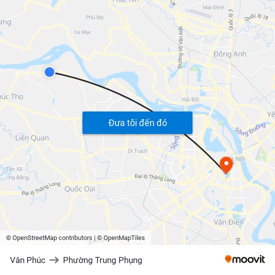 Vân Phúc to Phường Trung Phụng map