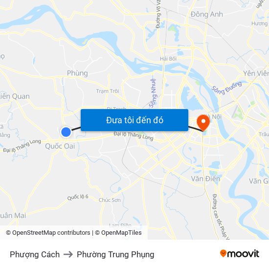 Phượng Cách to Phường Trung Phụng map