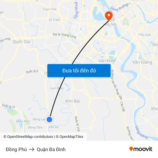 Đồng Phú to Quận Ba Đình map