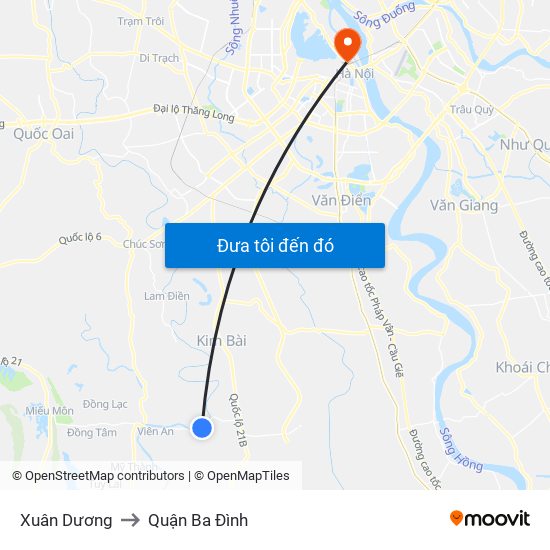 Xuân Dương to Quận Ba Đình map