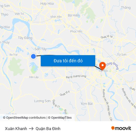 Xuân Khanh to Quận Ba Đình map