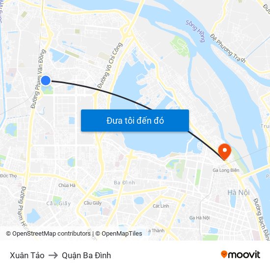 Xuân Tảo to Quận Ba Đình map