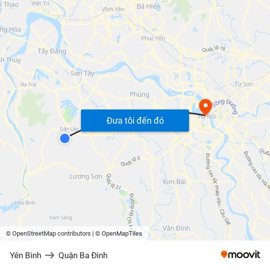 Yên Bình to Quận Ba Đình map