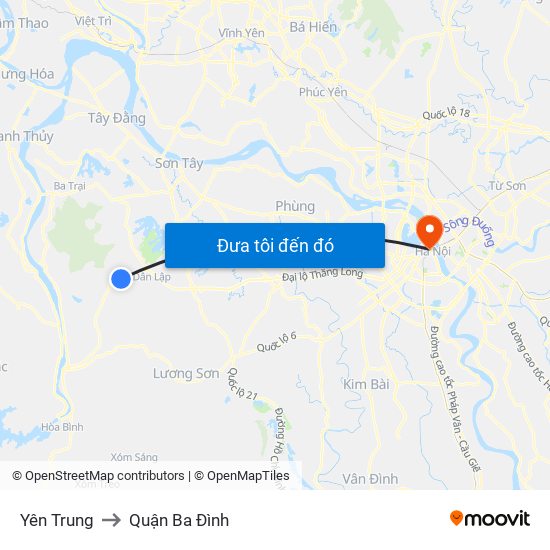 Yên Trung to Quận Ba Đình map