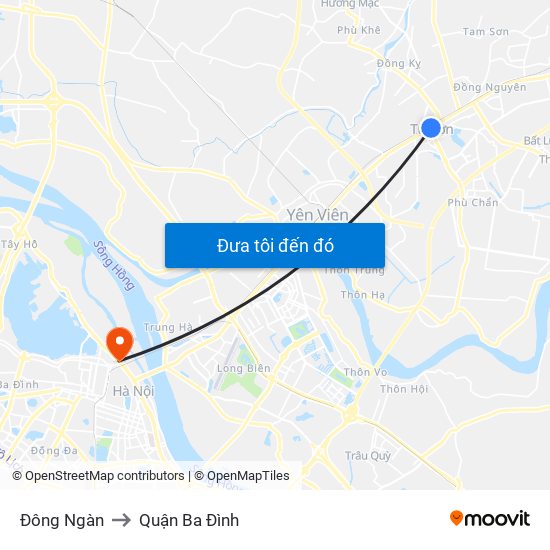 Đông Ngàn to Quận Ba Đình map