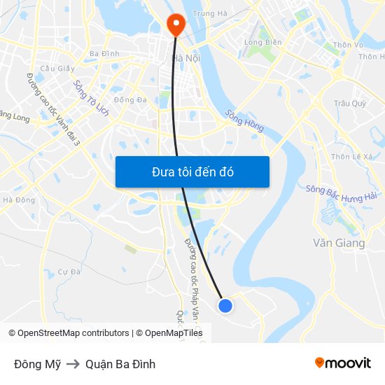 Đông Mỹ to Quận Ba Đình map