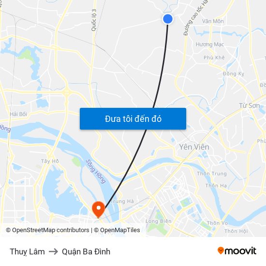 Thuỵ Lâm to Quận Ba Đình map