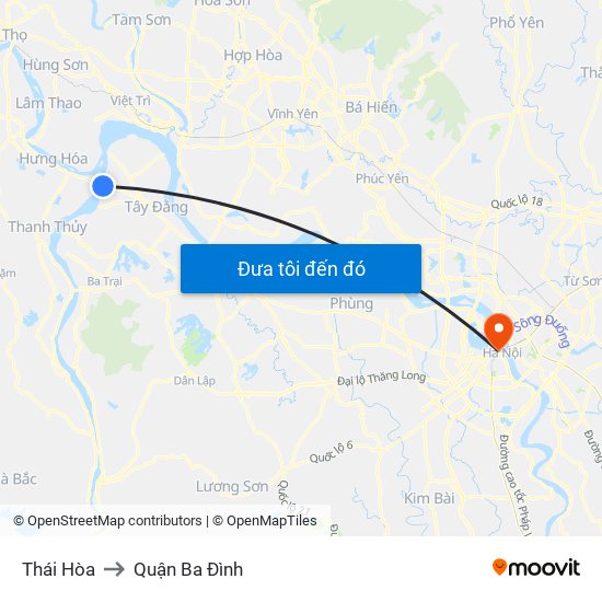 Thái Hòa to Quận Ba Đình map