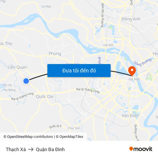 Thạch Xá to Quận Ba Đình map