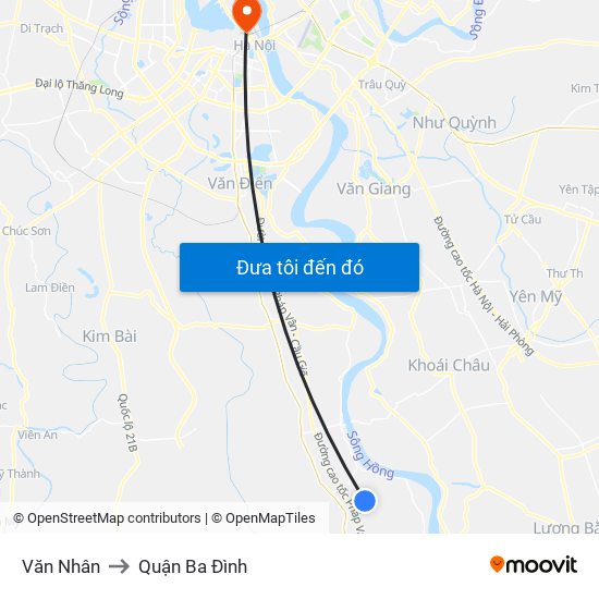 Văn Nhân to Quận Ba Đình map