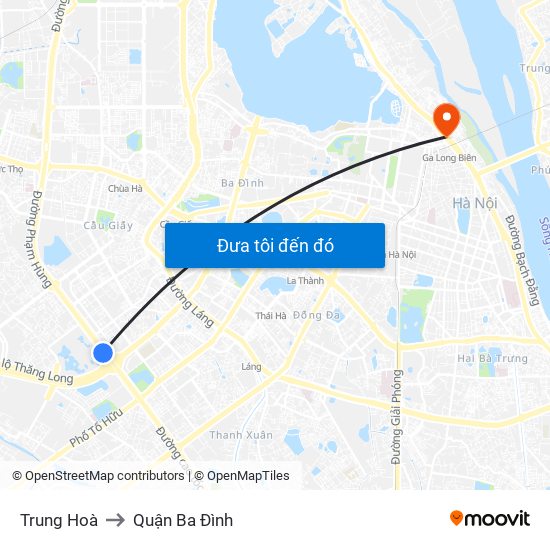 Trung Hoà to Quận Ba Đình map