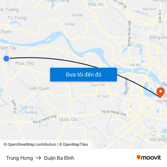 Trung Hưng to Quận Ba Đình map