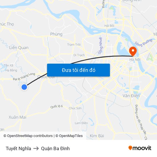 Tuyết Nghĩa to Quận Ba Đình map