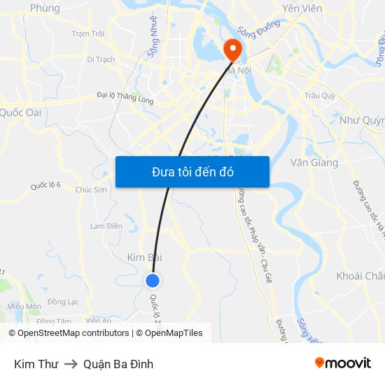 Kim Thư to Quận Ba Đình map