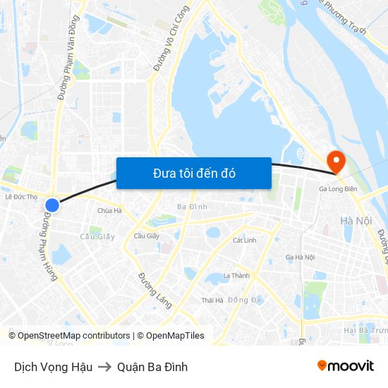 Dịch Vọng Hậu to Quận Ba Đình map