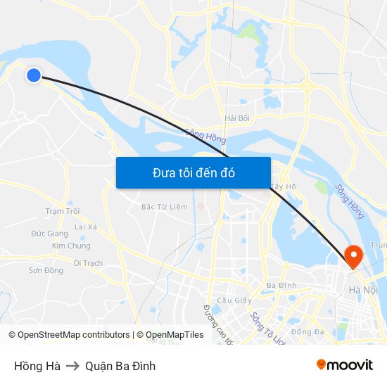 Hồng Hà to Quận Ba Đình map