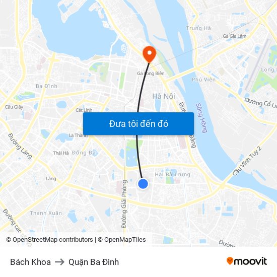 Bách Khoa to Quận Ba Đình map