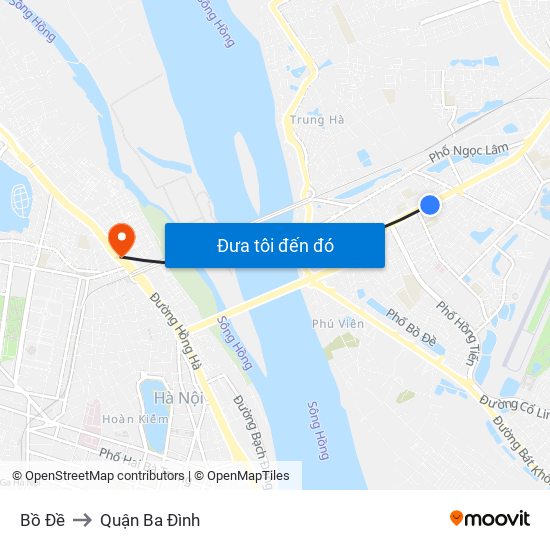 Bồ Đề to Quận Ba Đình map