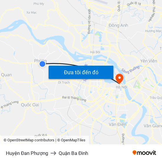 Huyện Đan Phượng to Quận Ba Đình map