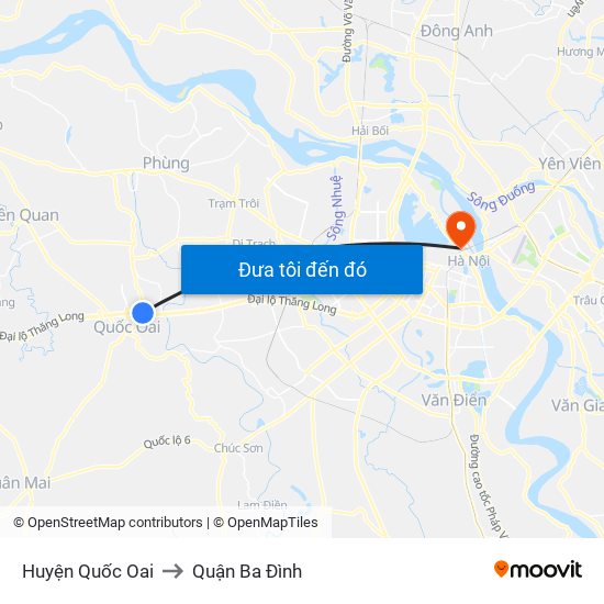 Huyện Quốc Oai to Quận Ba Đình map